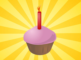 Image showing Birthday cupcake with candle