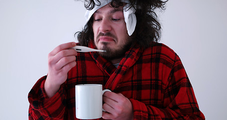 Image showing Man with flu and fever