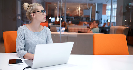 Image showing businesswoman using a laptop in startup office