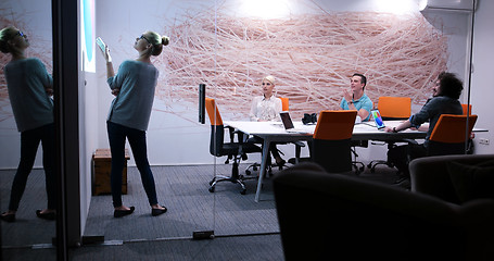 Image showing Startup Business Team At A Meeting at modern office building