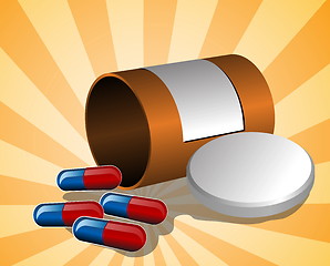 Image showing Illustration of open pillbox with pills