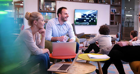 Image showing Startup Business Team At A Meeting at modern office building