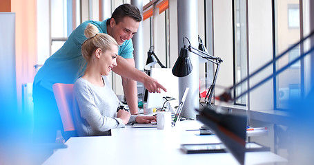 Image showing Business People Working With laptop in office