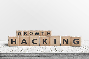 Image showing Growth hacking sign on a wooden desk