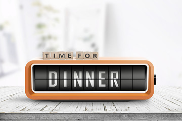 Image showing Time for dinner message on a wooden table