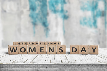 Image showing International Womens day sign on a wooden table
