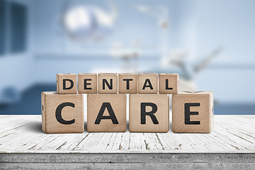 Image showing Dental care sign on a table at a dentist 