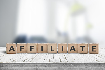 Image showing Affiliate marketing sign on a wooden desk