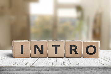 Image showing Intro sign made with wooden cubes