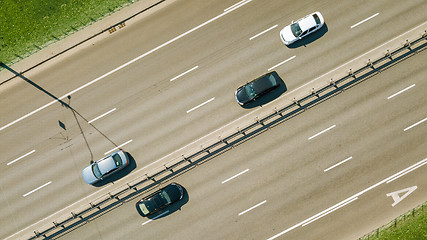 Image showing Aerial view on the of expressway across city road in the Kiev city