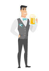 Image showing Groom drinking beer vector illustration.