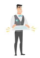 Image showing Groom holding a contract vector illustration
