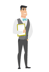 Image showing Groom holding clipboard with documents.