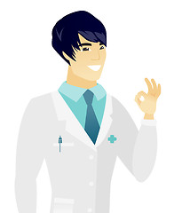 Image showing Young asian doctor showing ok sign.