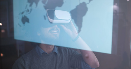 Image showing man using VR-headset glasses of virtual reality