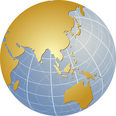 Image showing Map of Asia on globe  illustration