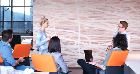 Image showing Startup Business Team At A Meeting at modern office building