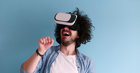 Image showing man using VR headset glasses of virtual reality