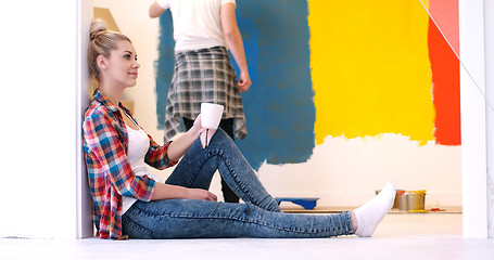 Image showing young couple doing home renovations