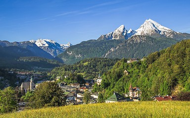 Image showing Panoramic landscape view of small tourist town Berchtesgaden