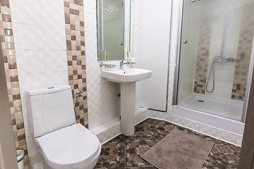 Image showing The interior of the toilet and bathroom with shower