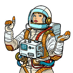 Image showing woman astronaut, space exploration isolate on white background