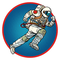 Image showing astronaut runs forward round emblem