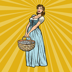 Image showing village woman with a basket of eggs