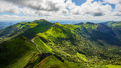 Image showing Panoramic landscape of volcanic mountains