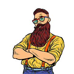 Image showing bearded hipster with glasses isolate on white background