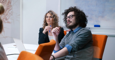 Image showing Startup Business Team At A Meeting at modern office building