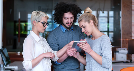 Image showing Startup Business Team At A Meeting at modern office building