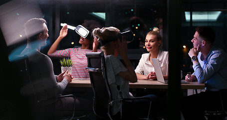 Image showing Multiethnic Business team using virtual reality headset