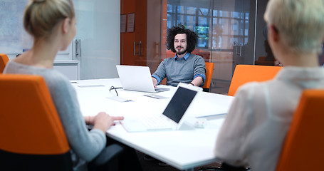 Image showing Startup Business Team At A Meeting at modern office building