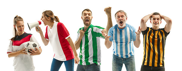 Image showing Collage about emotions of football fans