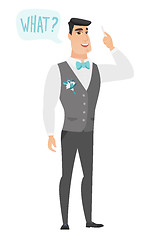 Image showing Groom with question what in speech bubble.