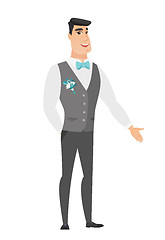 Image showing Caucasian groom with hand in his pocket.