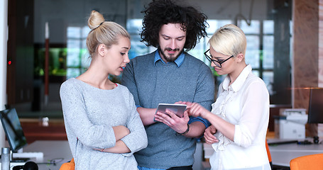 Image showing Startup Business Team At A Meeting at modern office building