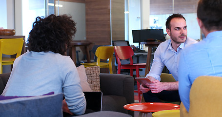 Image showing Startup Business Team At A Meeting at modern office building