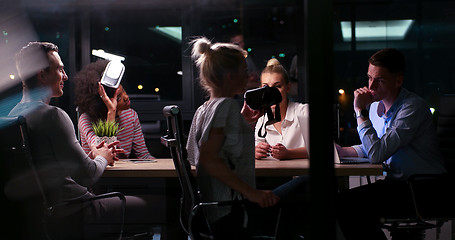 Image showing Multiethnic Business team using virtual reality headset