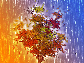 Image showing Tree with falling leaves, illustration