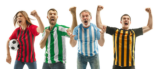 Image showing Collage about emotions of football fans