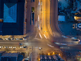 Image showing night traffic at the crossroads of Kiev city streets