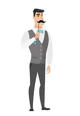 Image showing Cheerful groom with a fake mustache.