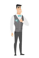 Image showing Groom giving thumb up vector illustration.