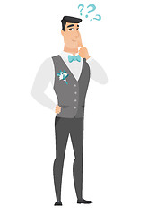 Image showing Thinking groom with question marks.