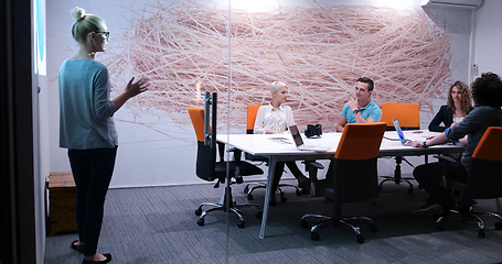 Image showing Startup Business Team At A Meeting at modern office building