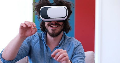 Image showing man using VR-headset glasses of virtual reality