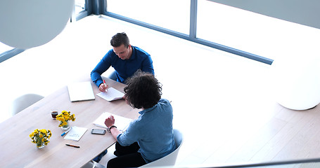 Image showing Startup Business Team At A Meeting at modern office building