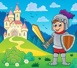 Image showing Knight near stylized castle